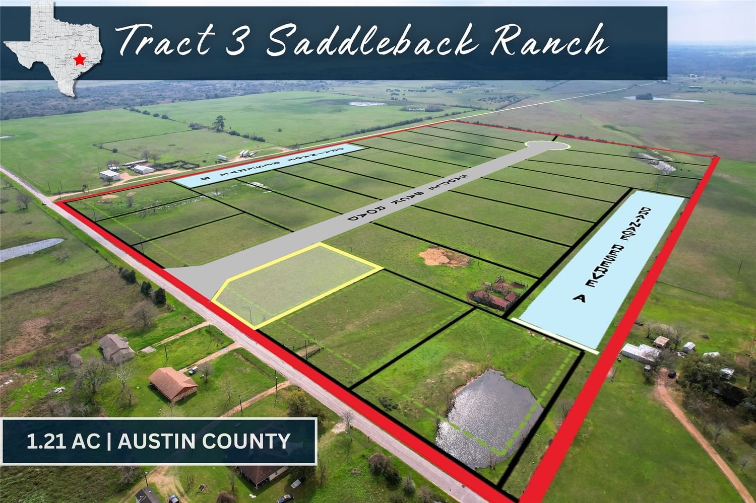 Real estate property located at Tract 3 Lisa Mae, Austin, Saddleback Ranch Estates, Bellville, TX, US