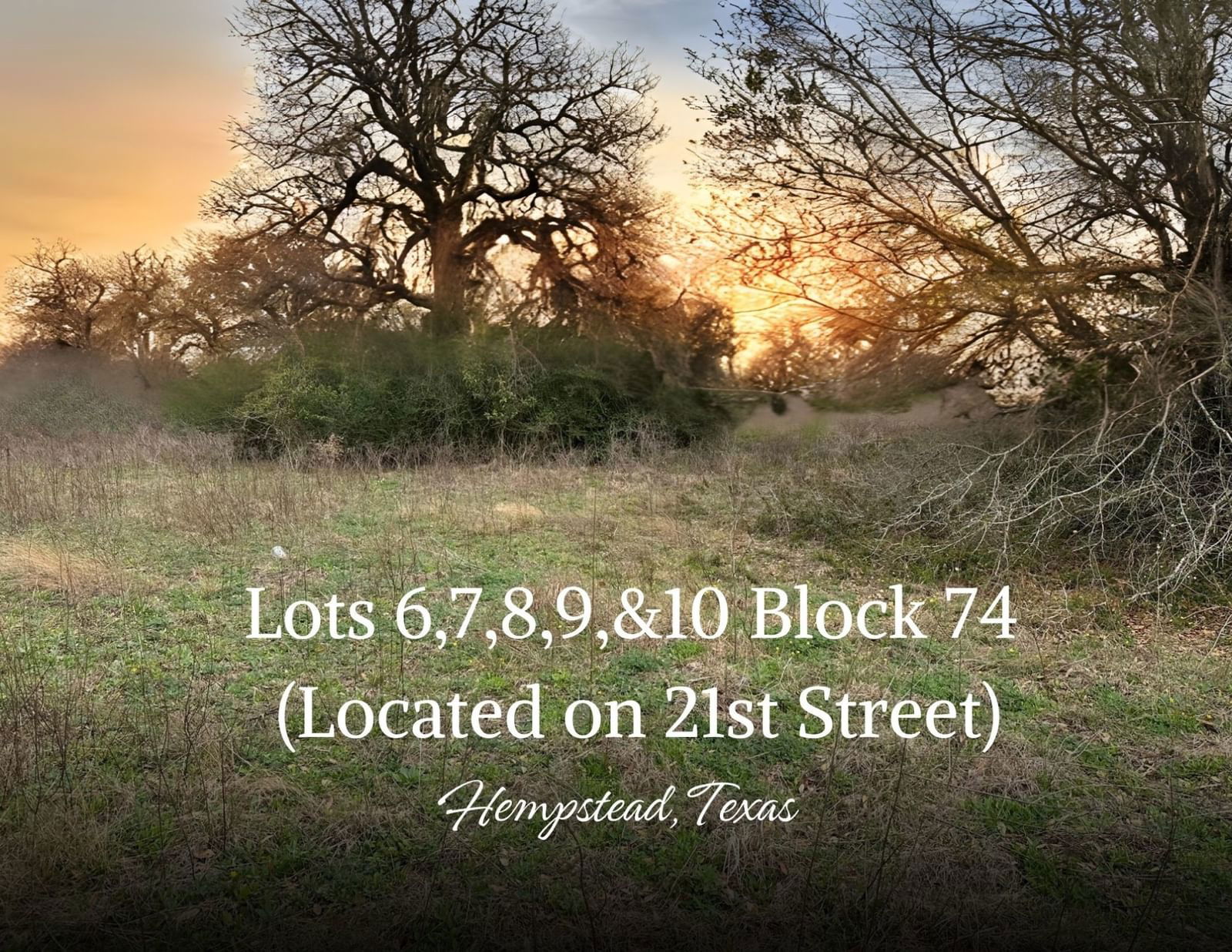 Real estate property located at Lots 6,7, 8,9,1 Block 74 LOCATED on 21st Street, Waller, City of Hempstead, Hempstead, TX, US