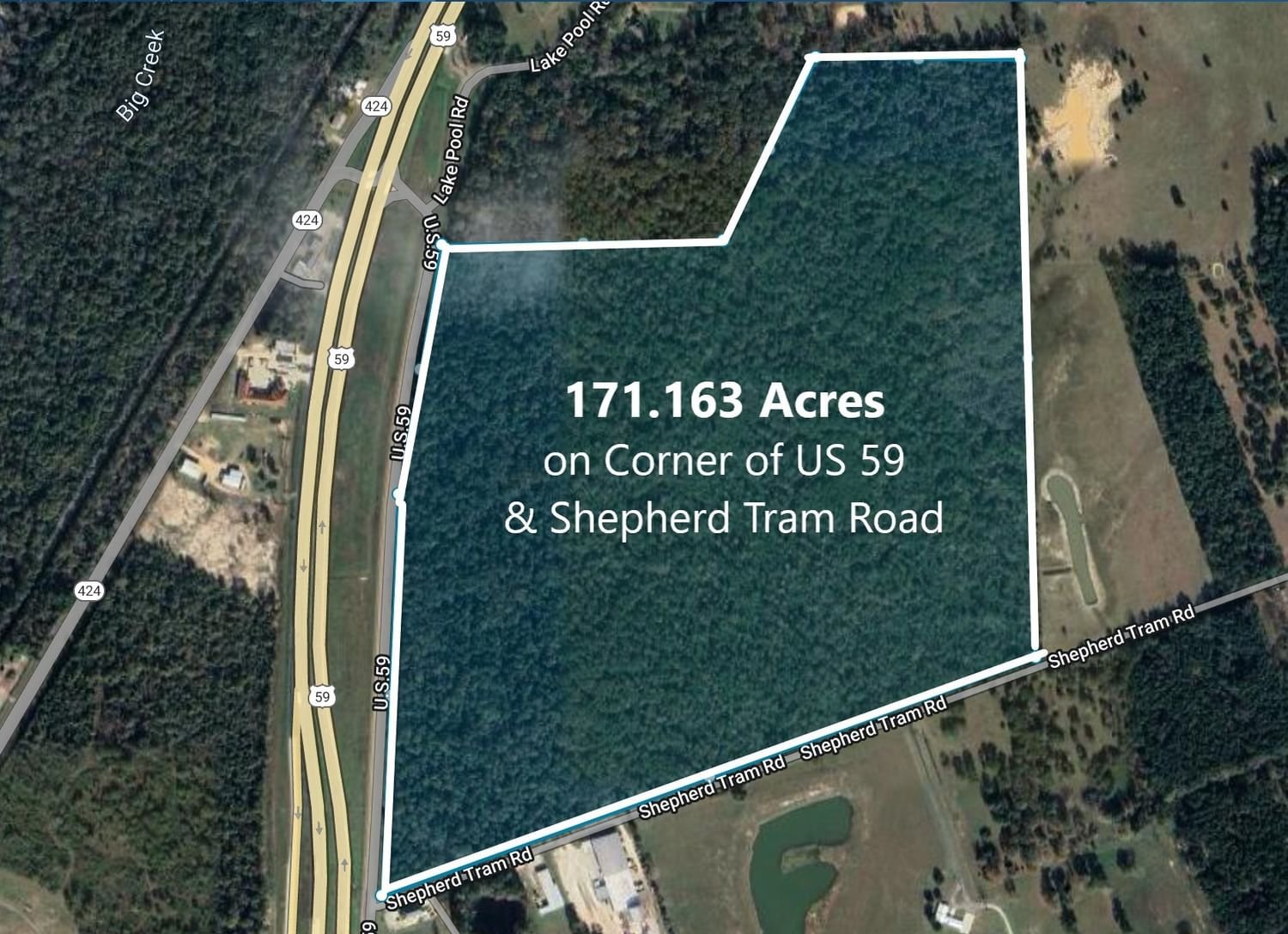 Real estate property located at 171.613 Acres US 59, San Jacinto, N/A, Shepherd, TX, US