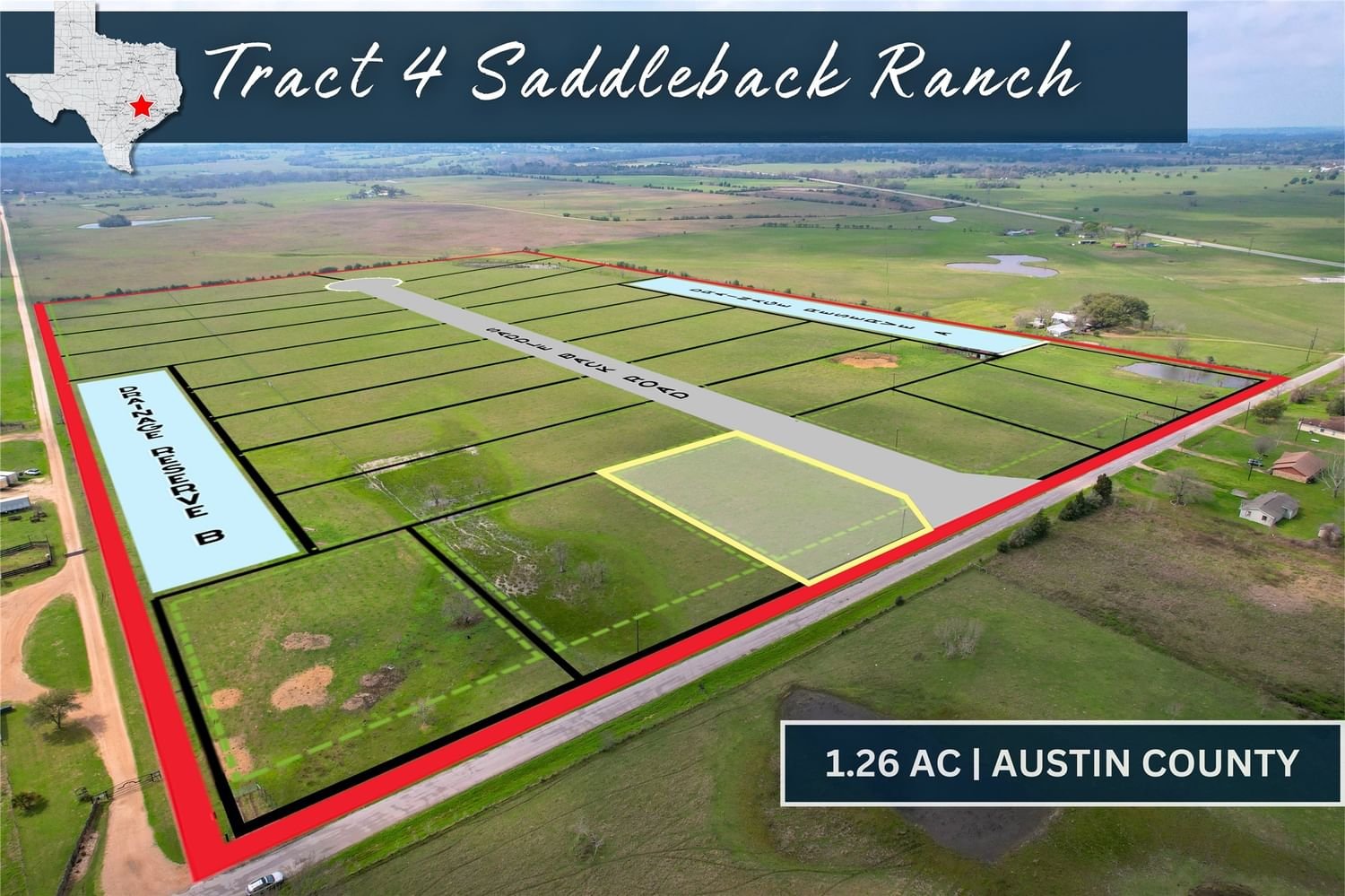 Real estate property located at Tract 4 Lisa Mae, Austin, Saddleback Ranch Estates, Bellville, TX, US