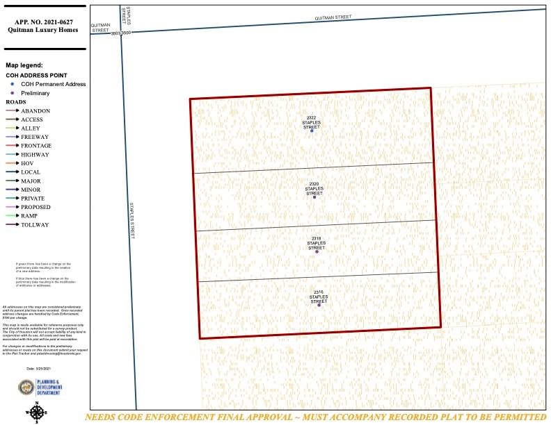 Real estate property located at 2320 Staples, Harris, QUITMAN LUXURY HOMES, Houston, TX, US