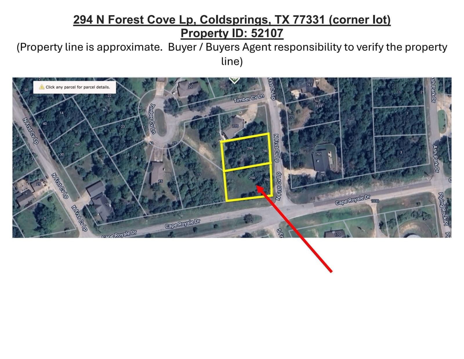 Real estate property located at 294 Forest Cove, San Jacinto, Cape Royale Forest Cove, Coldspring, TX, US