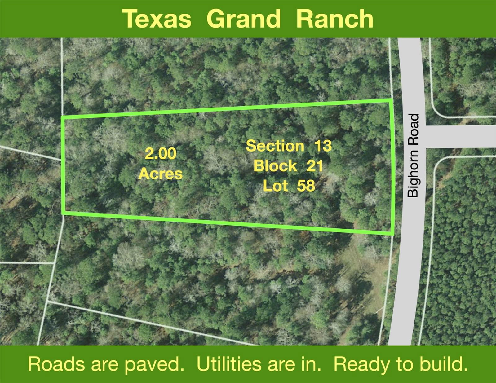 Real estate property located at 13-21-58 Bighorn, Walker, Texas Grand Ranch, New Waverly, TX, US