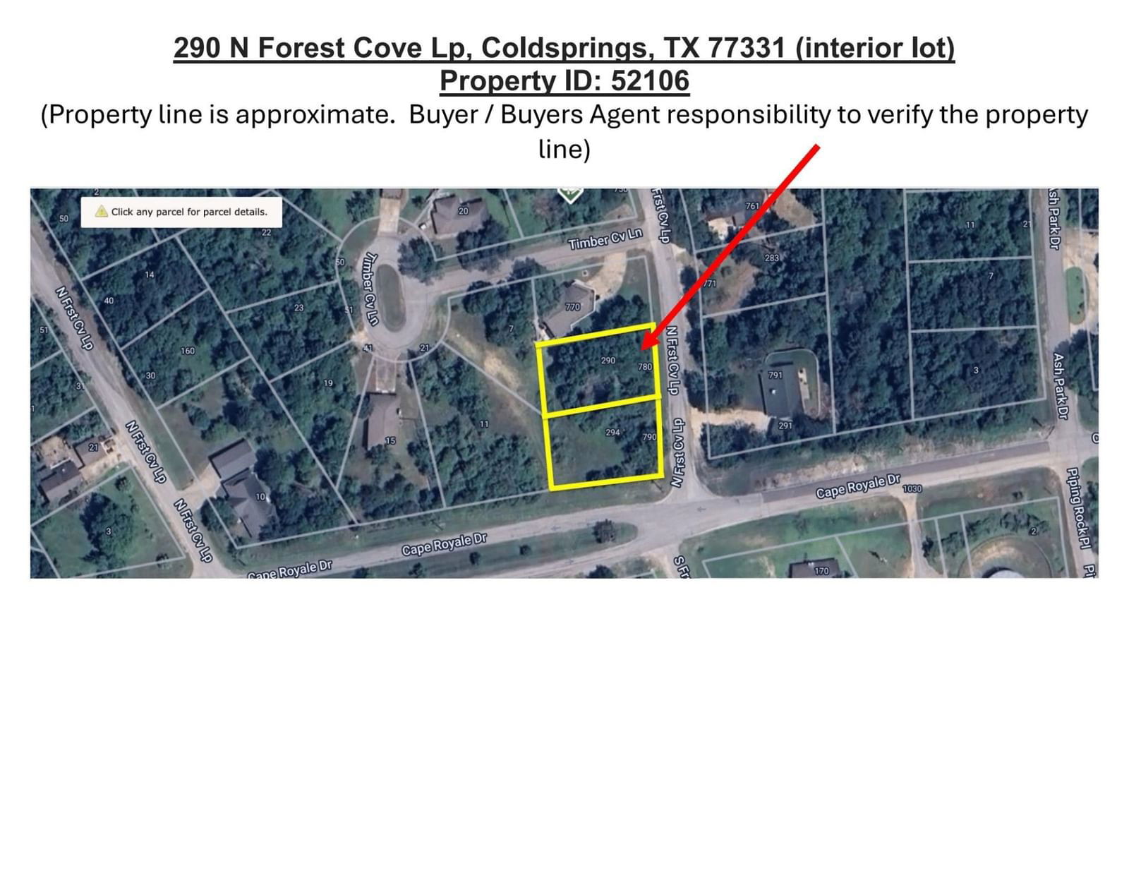 Real estate property located at 290 Forest Cove, San Jacinto, Cape Royale Forest Cove, Coldspring, TX, US