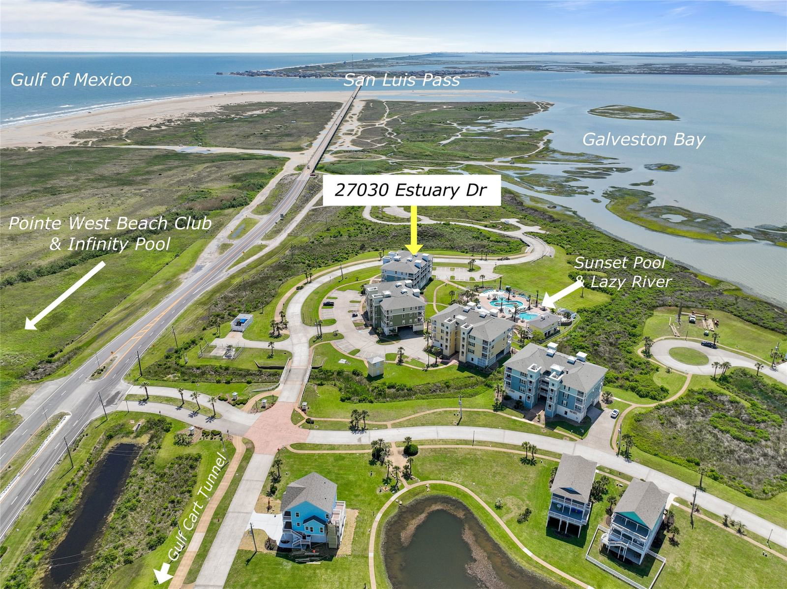 Real estate property located at 27030 Estuary #303, Galveston, Pointe West, Galveston, TX, US