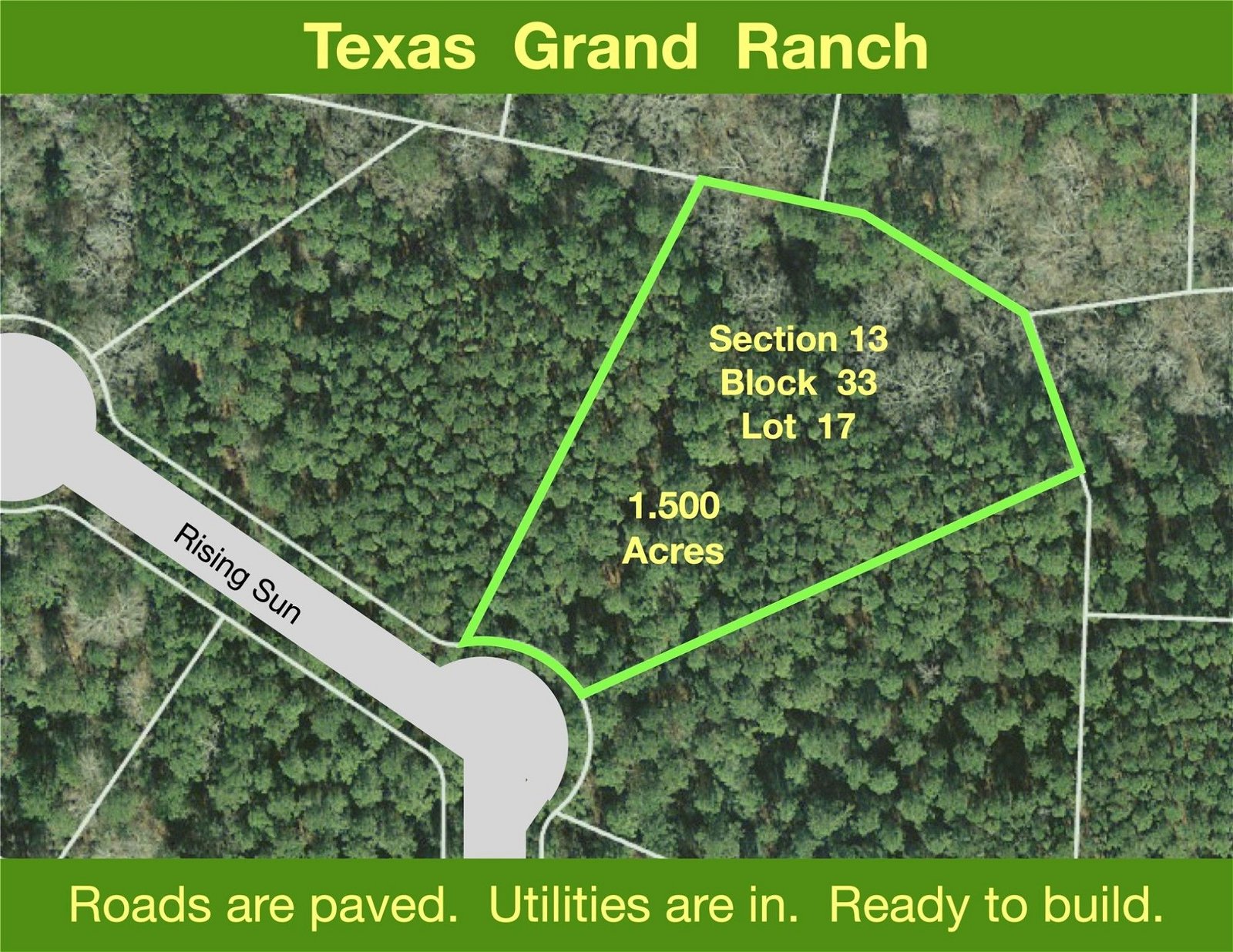 Real estate property located at 13-33-17 Rising Sun, Walker, Texas Grand Ranch, New Waverly, TX, US