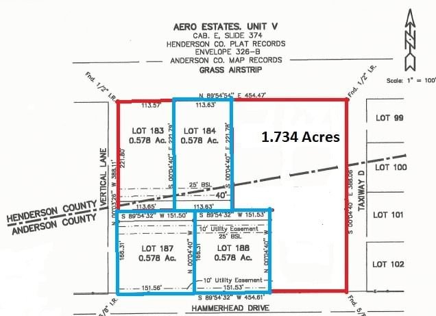 Real estate property located at Lot 188 Hammerhead Dr, Anderson, Aero Estates, Berryville, TX, US