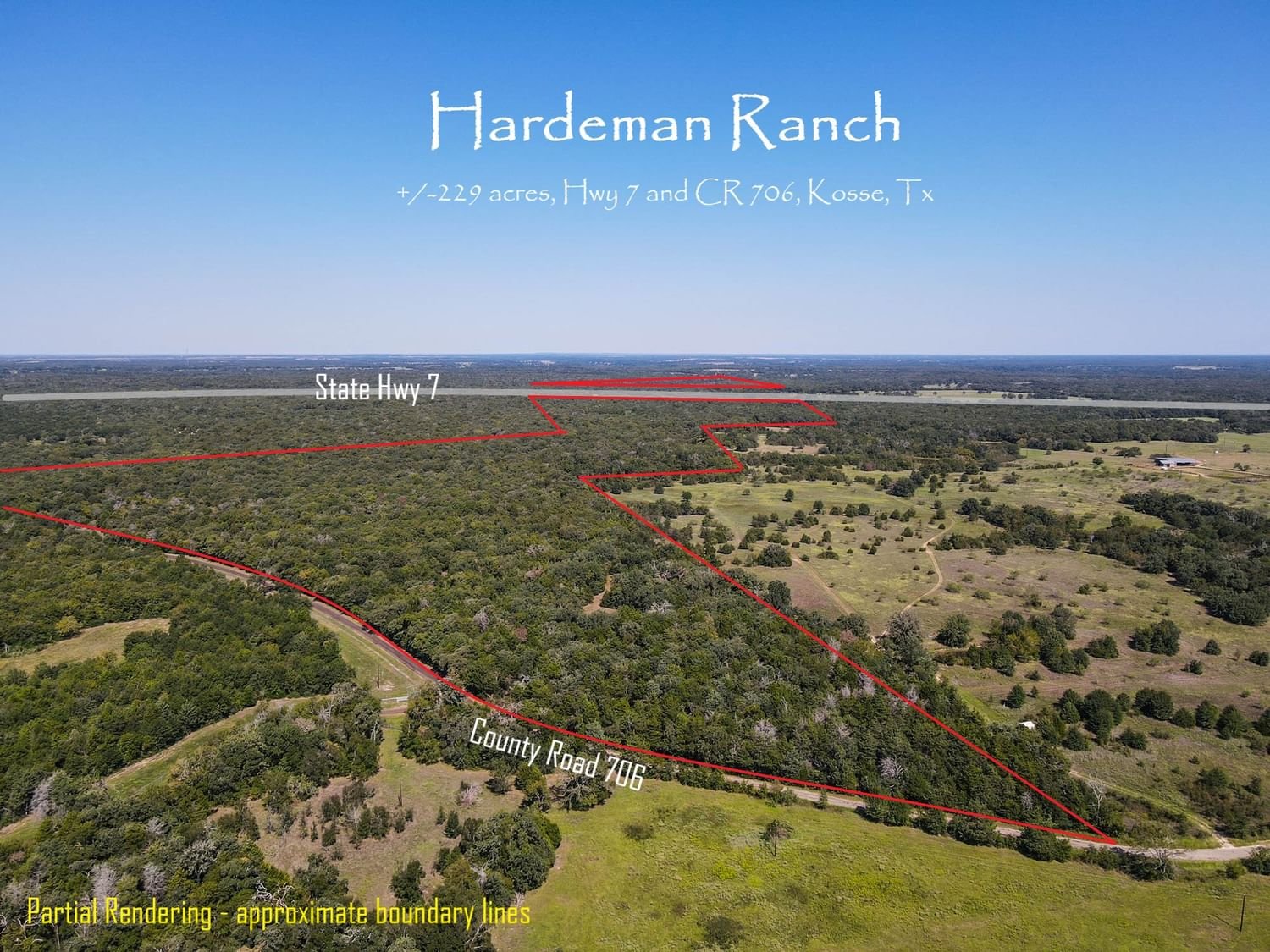 Real estate property located at TBD HWY 7 and LCR 706 - 229 acres, Limestone, None, Kosse, TX, US