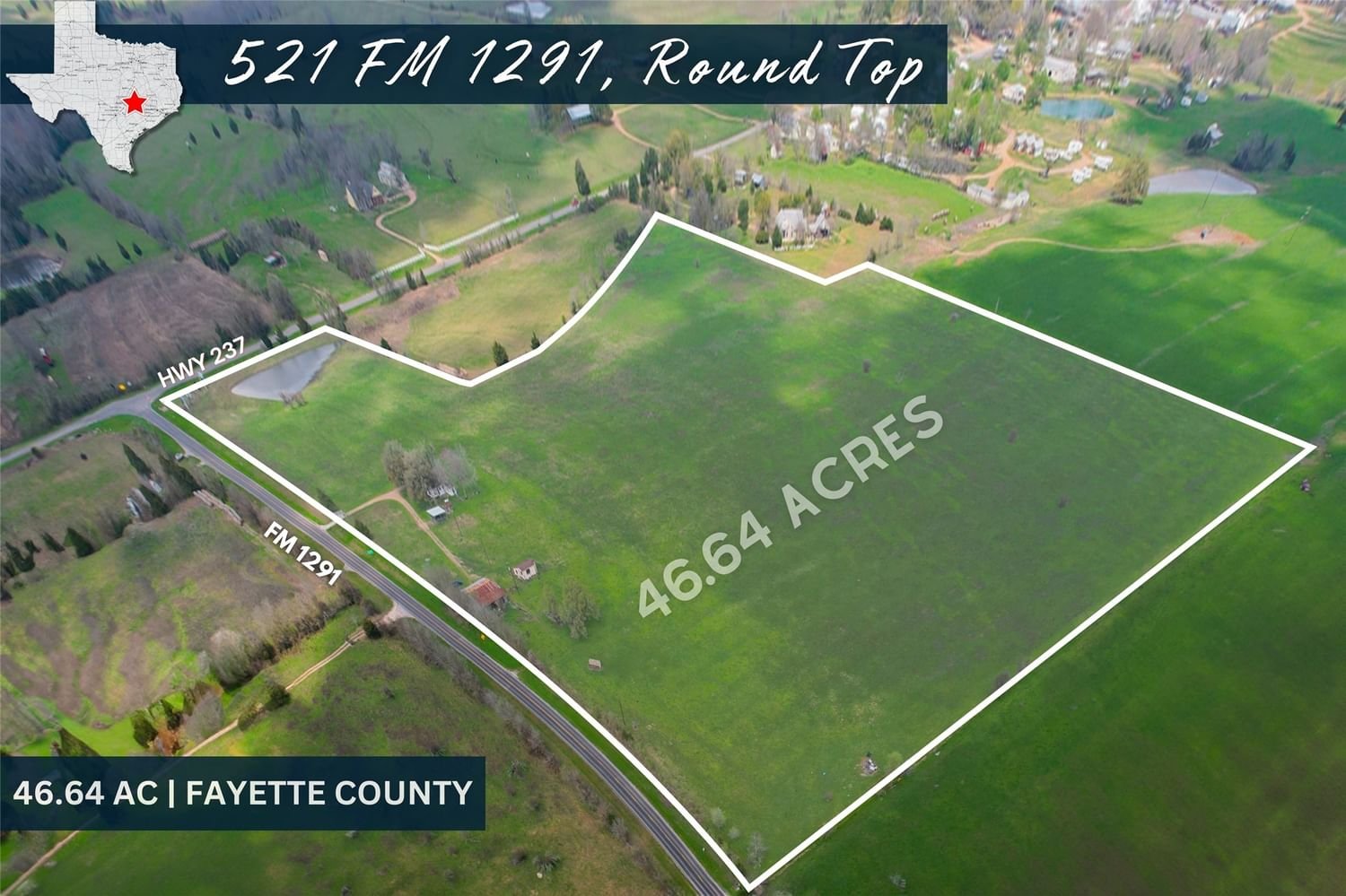 Real estate property located at 521 FM 1291, Fayette, Round Top, Round Top, TX, US