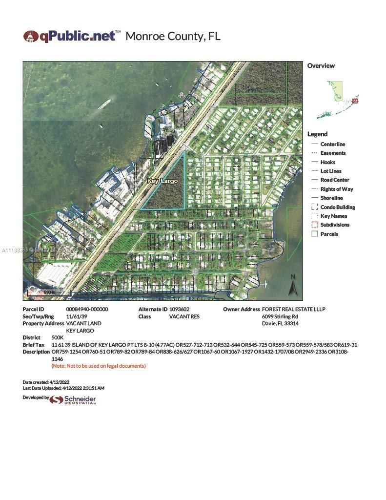 Real estate property located at , Monroe County, Island of Key Largo Point, Key Largo, FL