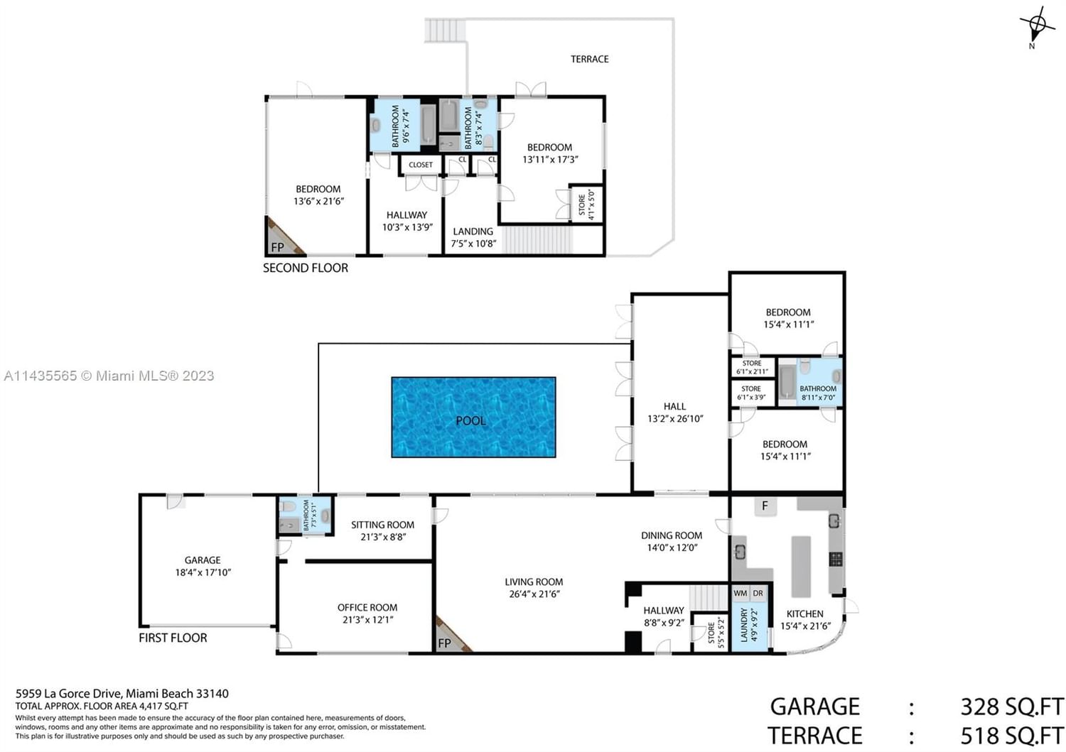 Real estate property located at 5959 La Gorce Dr, Miami-Dade County, Miami Beach, FL