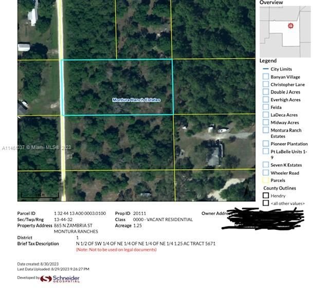 Real estate property located at 865 N Zambria St, Hendry County, Montura Ranches, Clewiston, FL