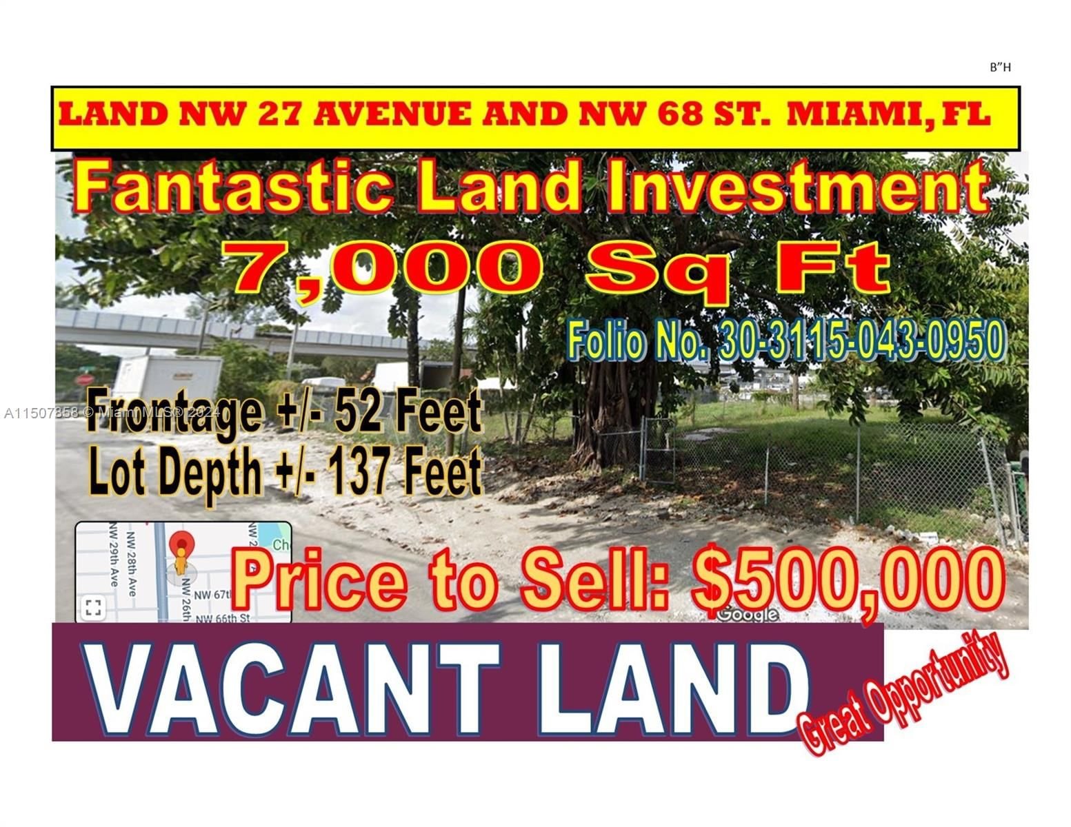 Real estate property located at LAND NW 27 AVE AND NW 68 STREET, Miami-Dade County, ELIZABETH PARK, Miami, FL