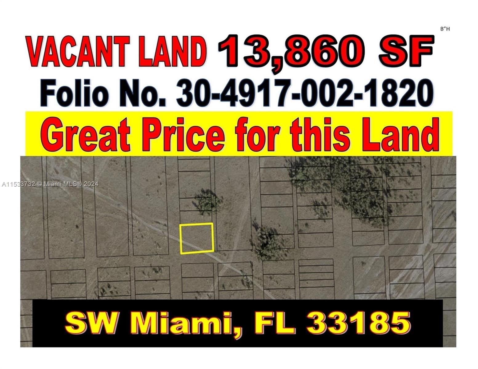 Real estate property located at LAND SOUTH OF SW 157 AVENUE HOMESTEAD, Miami-Dade County, ATHOL SUB, Miami, FL