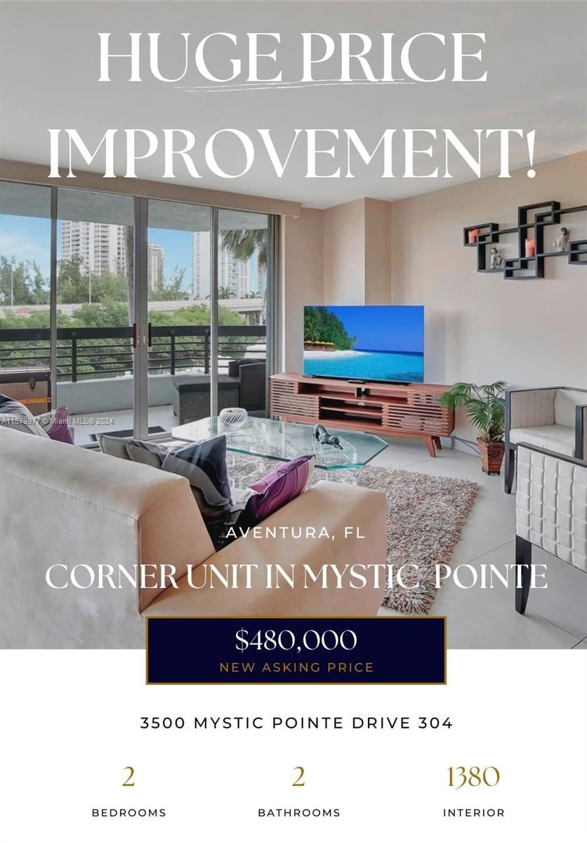 Real estate property located at 3500 Mystic Pointe Dr #304, Miami-Dade, MYSTIC POINTE TOWER 400 C, Aventura, FL