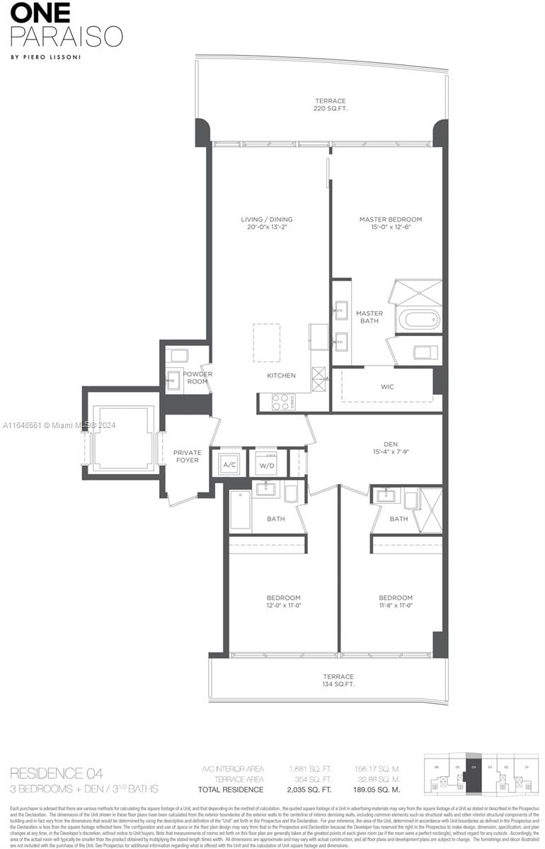 Real estate property located at 3131 7th Ave #3504, Miami-dade, One Paraiso Condo, Miami, FL