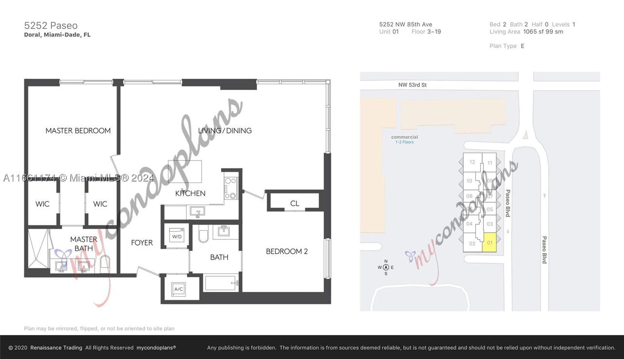 Real estate property located at 5252 85th Ave #1601, Miami-dade, 5252 Paseo Condo, Doral, FL