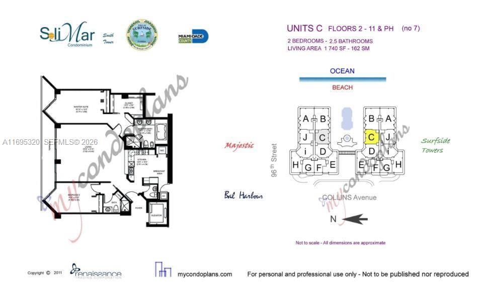 Real estate property located at 9559 Collins Ave S6-C, Miami-dade, Solimar Condo, Surfside, FL