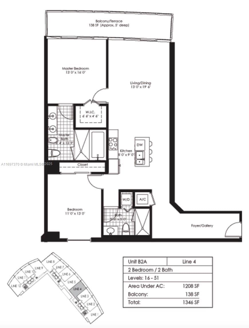 Real estate property located at 888 Biscayne Blvd #1804, Miami-dade, Marinablue Condo, Miami, FL