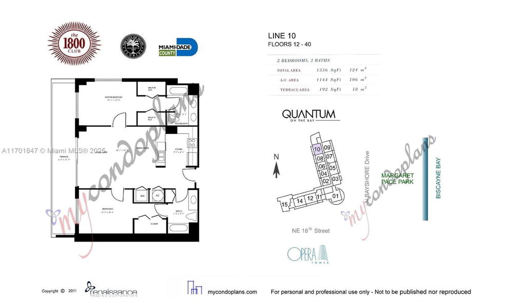 Real estate property located at 1800 Bayshore Dr #3510, Miami-dade, 1800 Club Condo, Miami, FL