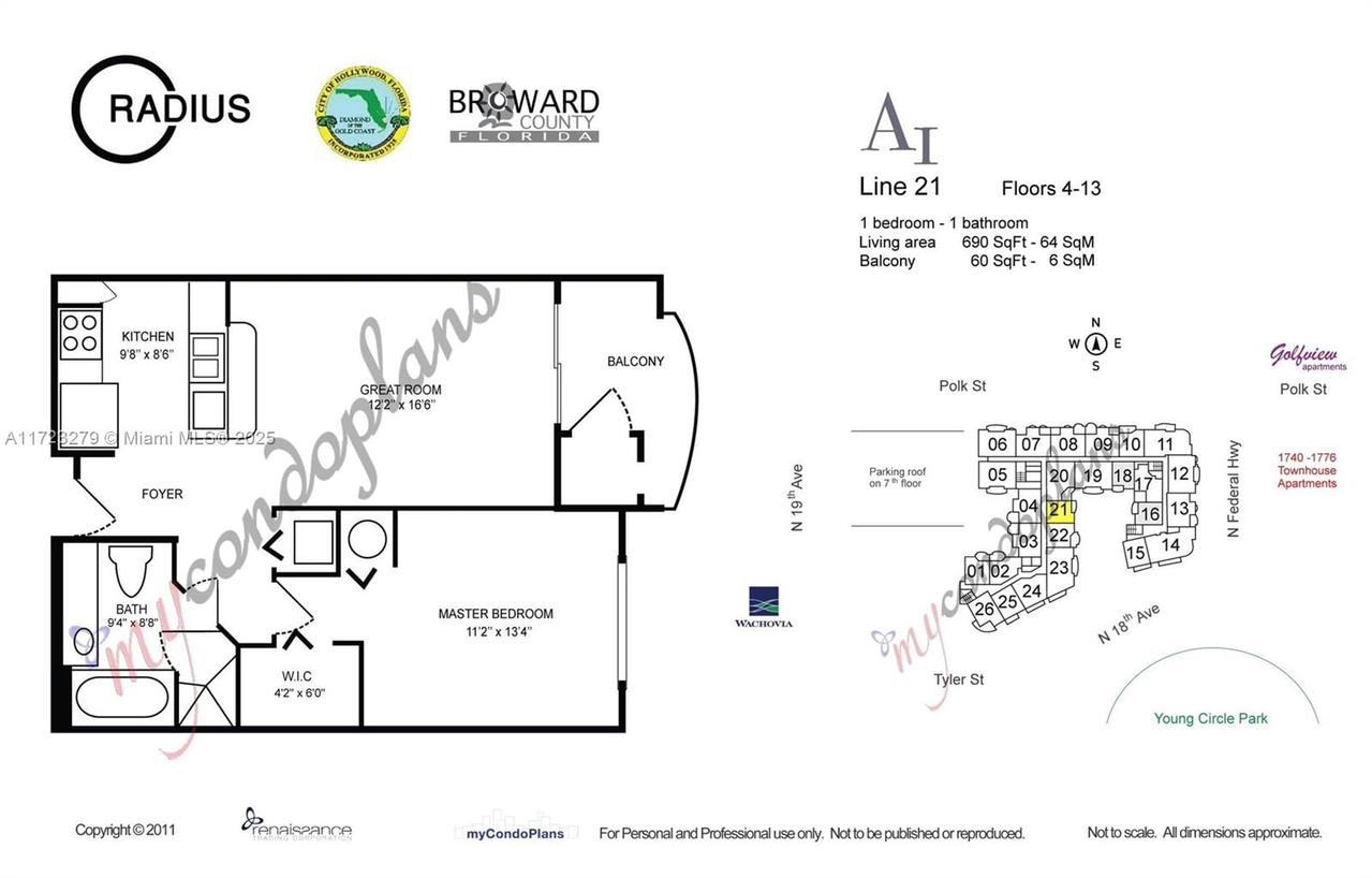 Real estate property located at 1830 Radius Dr #421, Broward, Radius Condo, Hollywood, FL