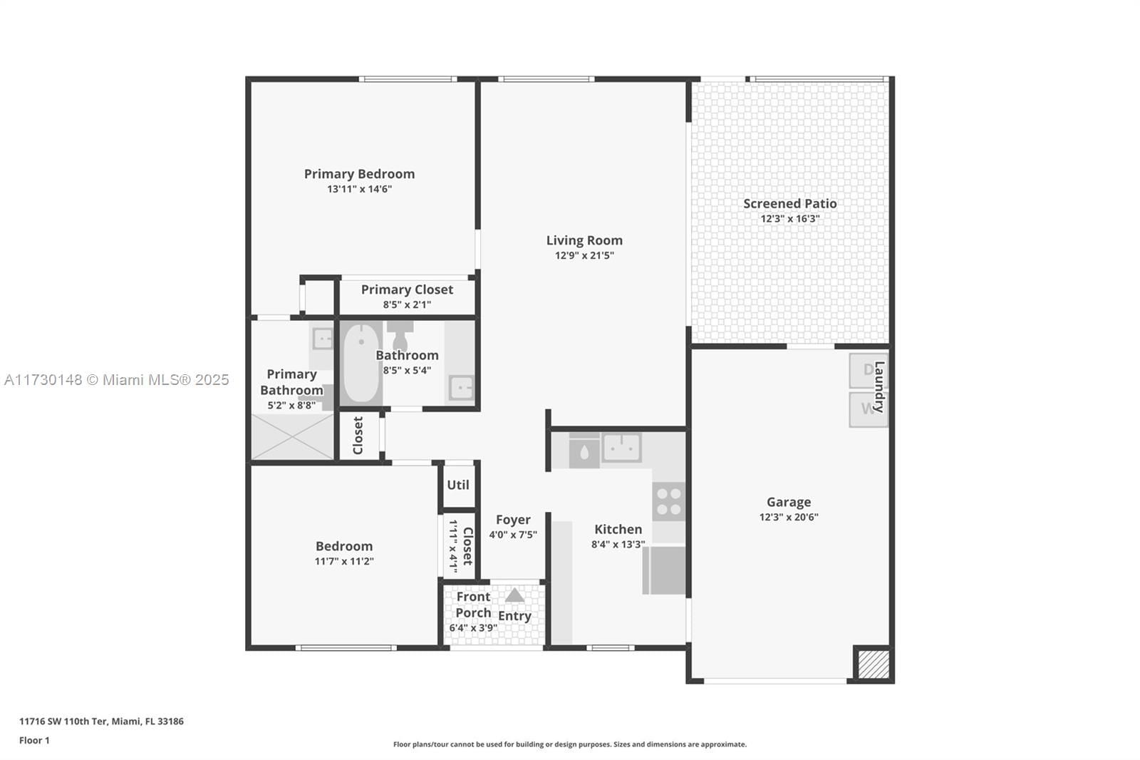 Real estate property located at 11716 110th Ter, Miami-dade, Woodstock Villas, Miami, FL