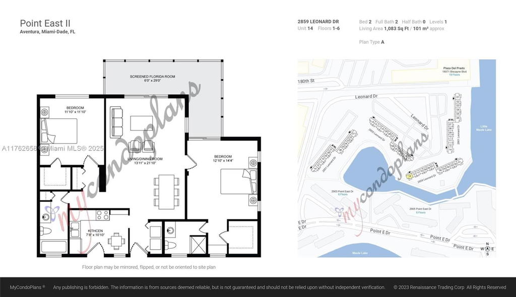 Real estate property located at 2861 Leonard Dr F601, Miami-dade, Point East Sec Ii Condo, Aventura, FL