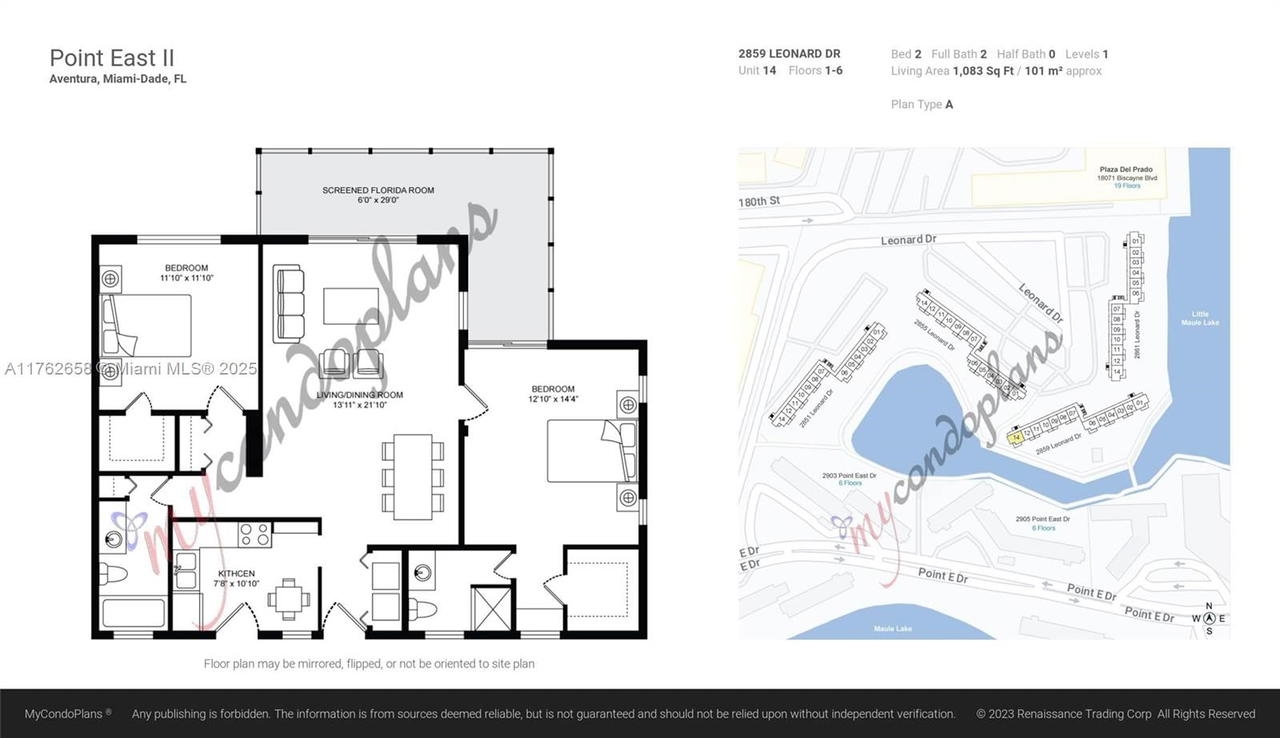 Real estate property located at 2861 Leonard Dr F601, Miami-dade, Point East Sec Ii Condo, Aventura, FL