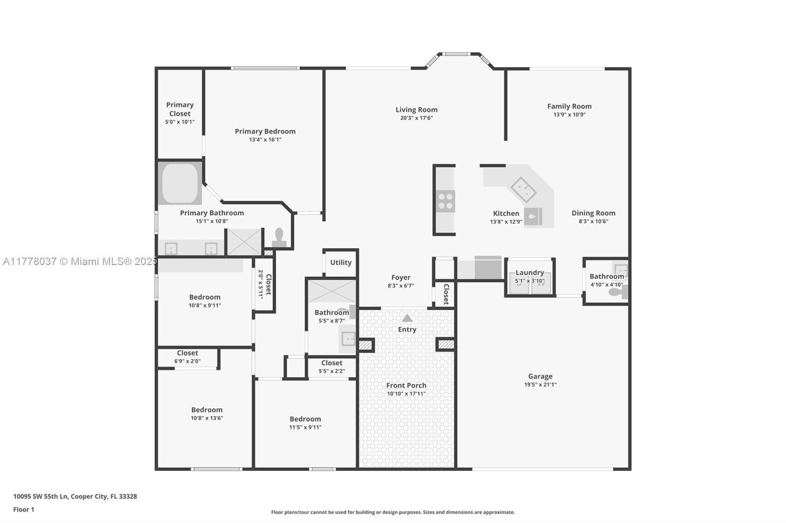 Real estate property located at 10095 55th Ln, Broward, Venture One Plat, Cooper City, FL