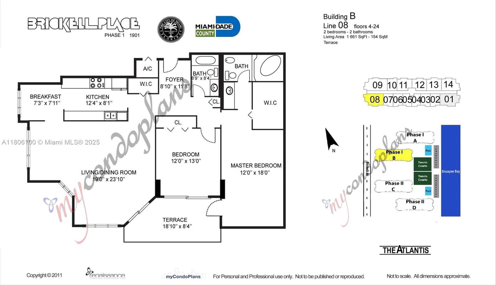 Real estate property located at 1901 Brickell Ave B1408, Miami-dade, Brickell Place Condo, Miami, FL