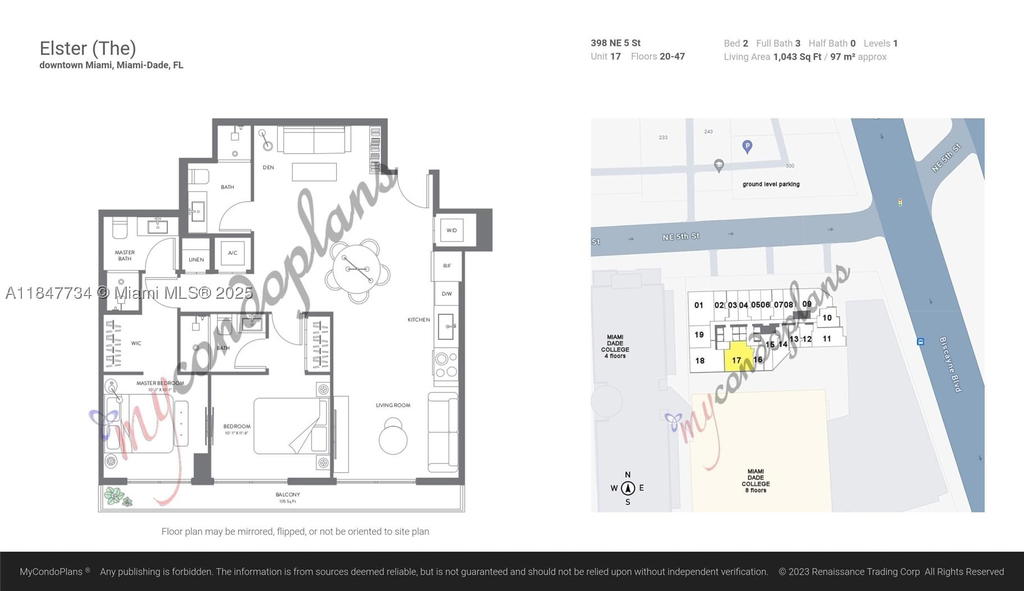 Real estate property located at 398 5th St #4417, Miami-dade, Map Of Miami Dade Co. Fl., Miami, FL