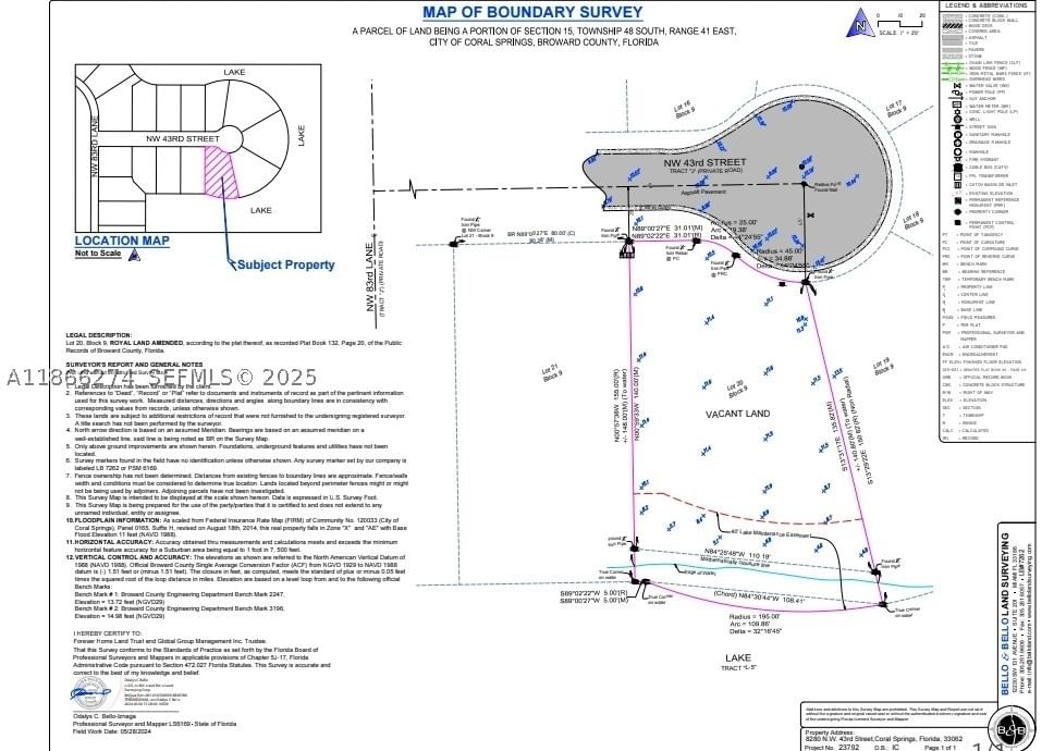 Real estate property located at 8280 43 St, Broward, Royal Land Amended, Coral Springs, FL