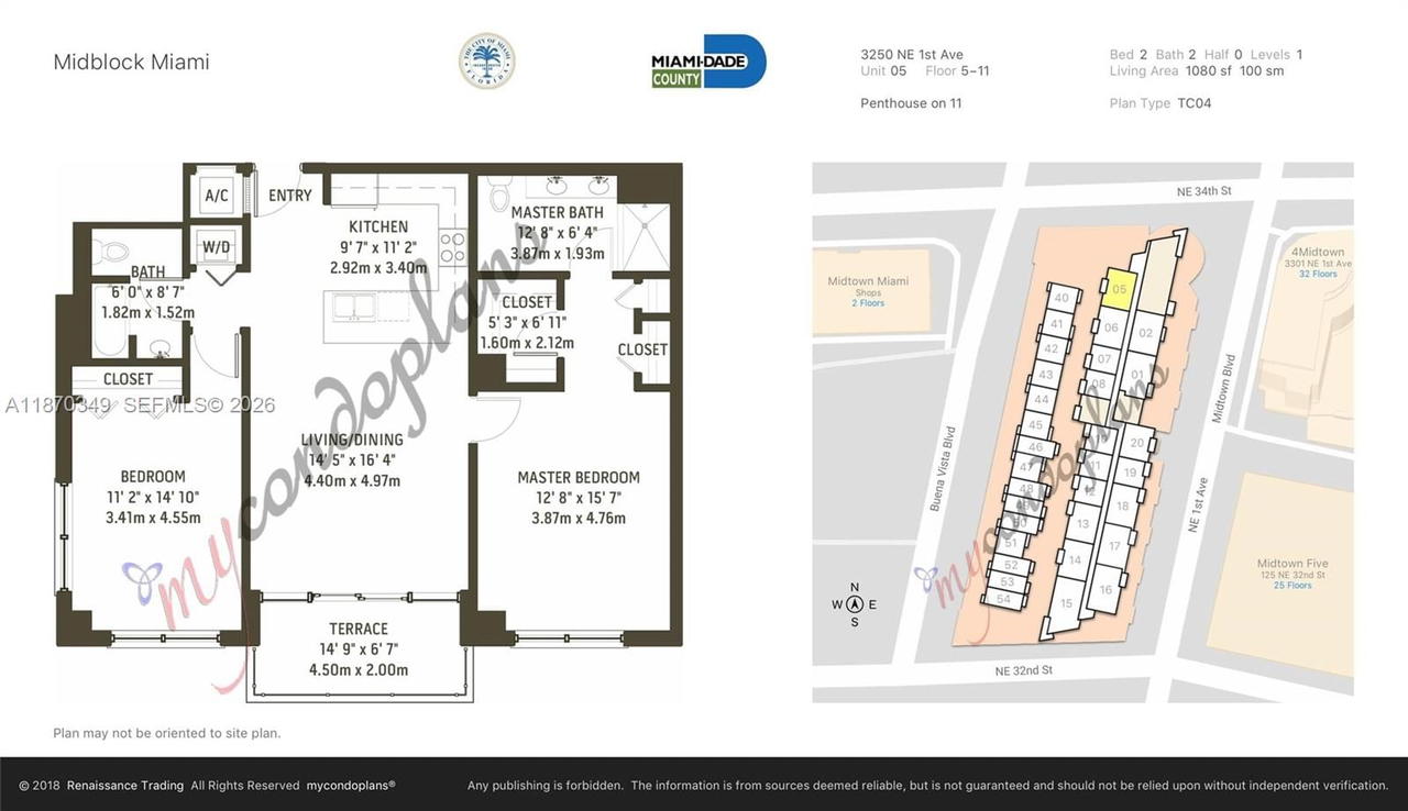 Real estate property located at 3250 1st Ave #705, Miami-dade, Midblock Miami Condo, Miami, FL