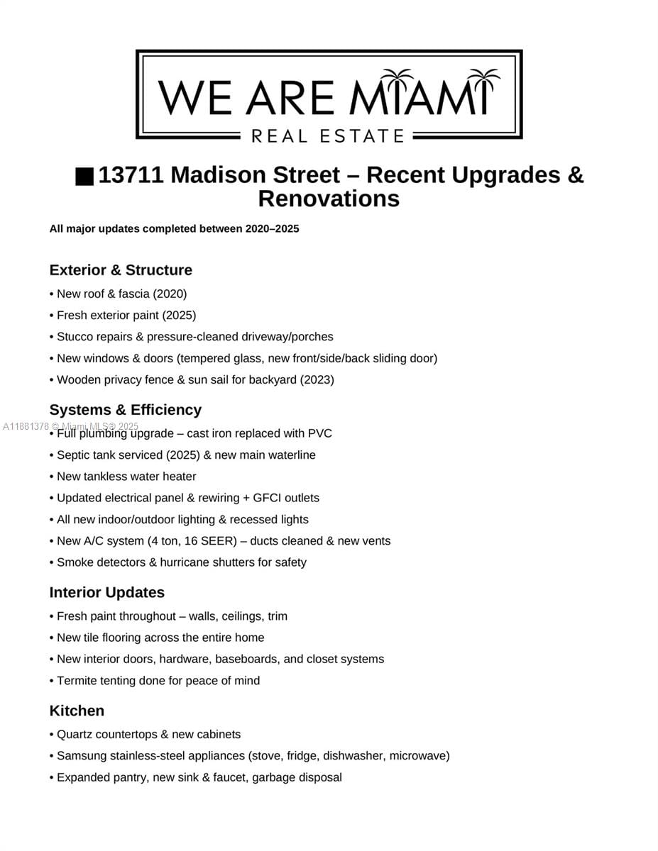 Real estate property located at 13711 Madison St, Miami-dade, Richmond Heights Estates, Miami, FL