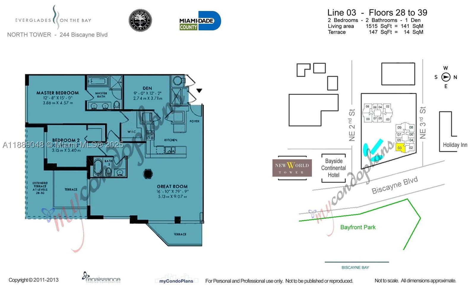 Real estate property located at 244 Biscayne Blvd #3903, Miami-dade, Vizcayne North Condo, Miami, FL