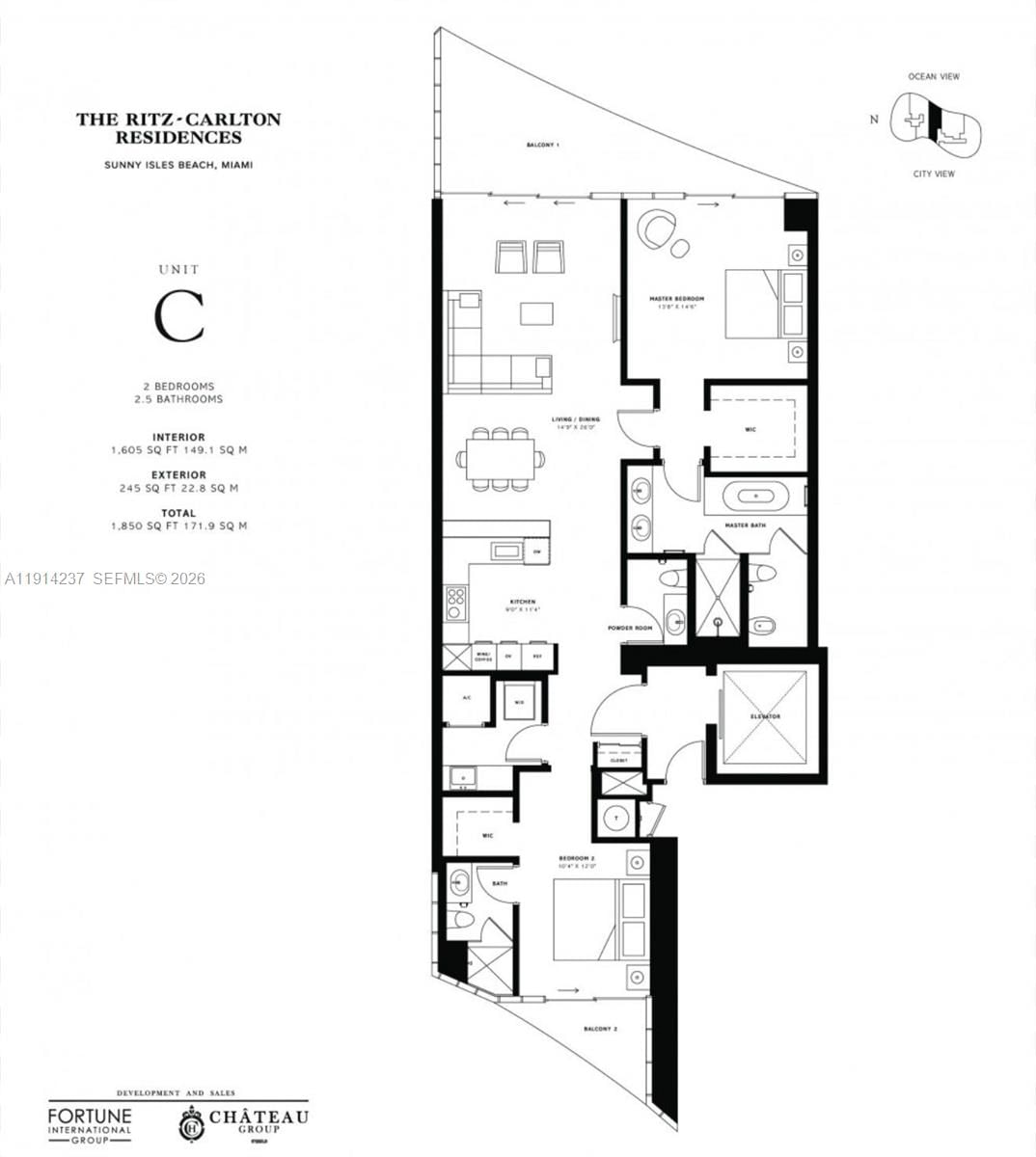 Real estate property located at 15701 Collins Ave #3203, Miami-dade, The Ritz Carlton Residence, Sunny Isles Beach, FL