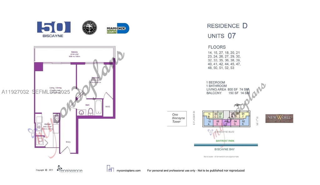 Real estate property located at 50 BISCAYNE Blvd #3807, Miami-dade, 50 Biscayne Condo, Miami, FL