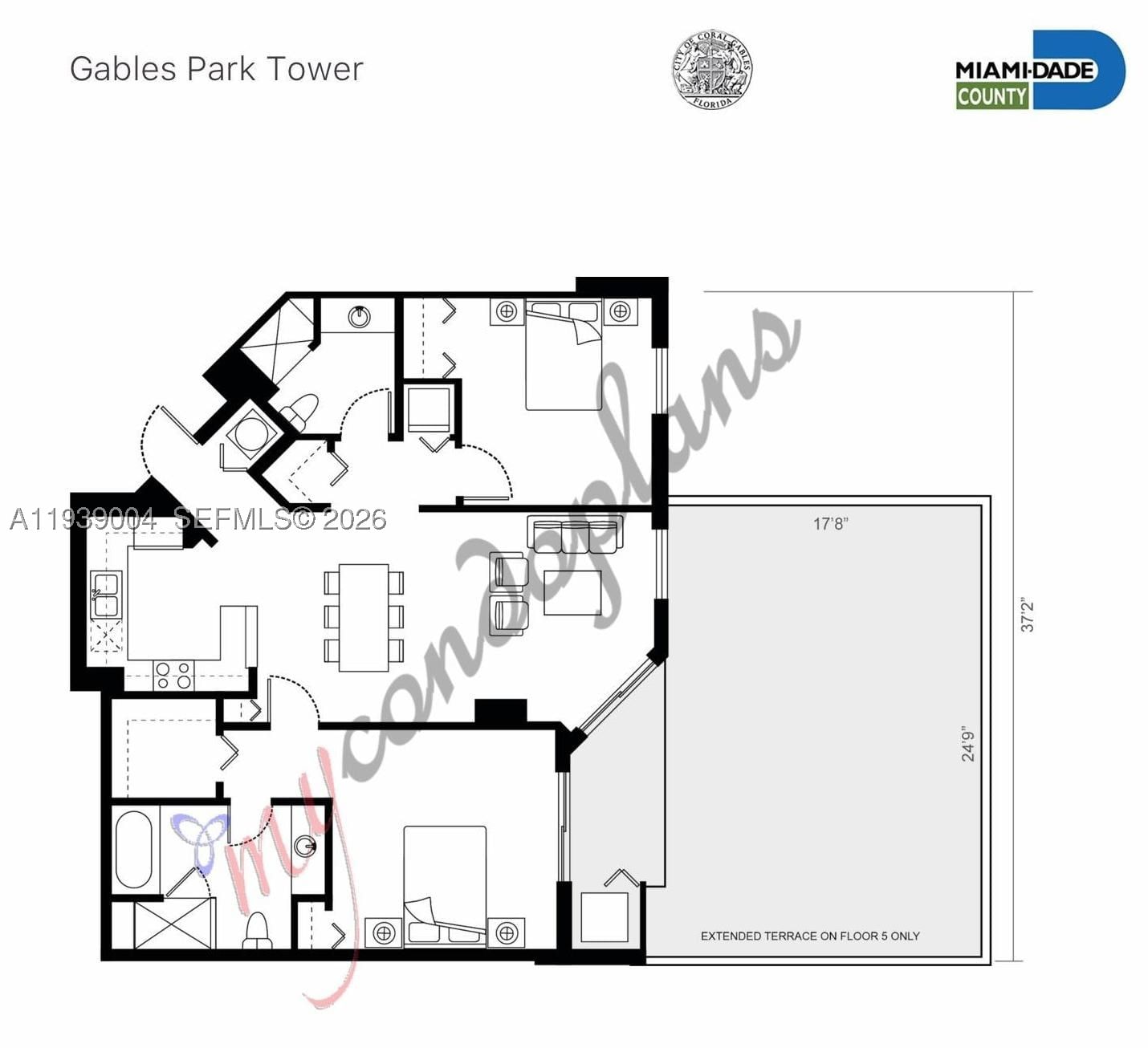 Real estate property located at 357 Almeria Ave #1106, Miami-dade, Gables Park Tower, Coral Gables, FL