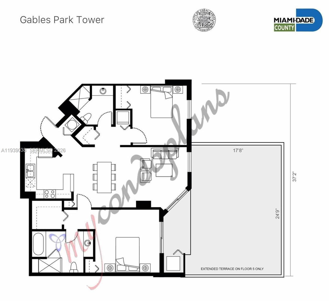 Real estate property located at 357 Almeria Ave #1406, Miami-dade, Gables Park Tower, Coral Gables, FL