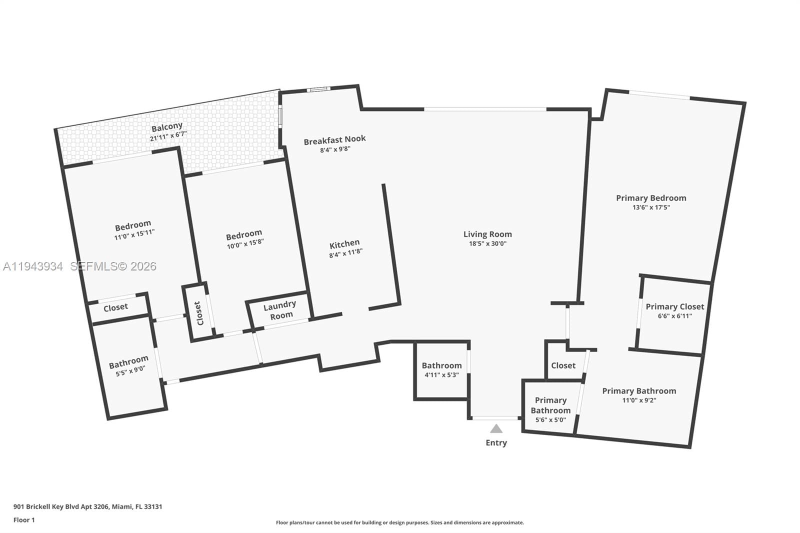 Real estate property located at 901 Brickell Key Blvd #3206, Miami-dade, Carbonell Condo, Miami, FL