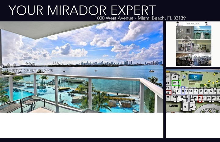 Real estate property located at 1000 West Ave #1006, Miami-dade, Mirador 1000 Condo, Miami Beach, FL