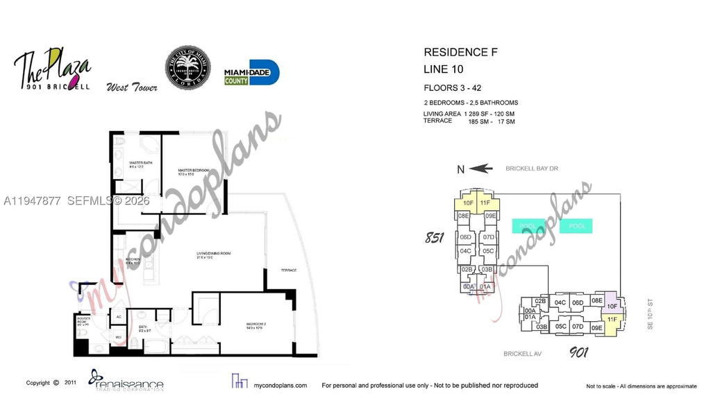Real estate property located at 951 Brickell Ave #1110, Miami-dade, The Plaza 901 Brickell Co, Miami, FL