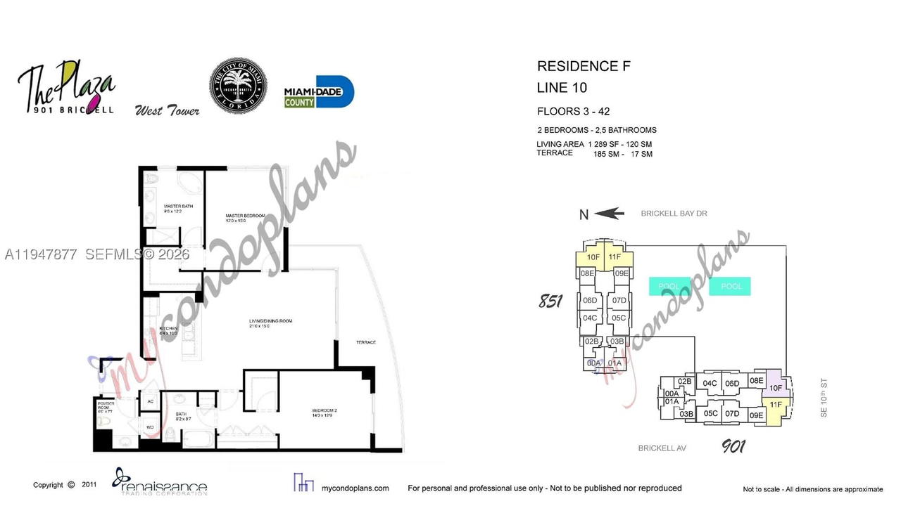 Real estate property located at 951 Brickell Ave #1110, Miami-dade, The Plaza 901 Brickell Co, Miami, FL
