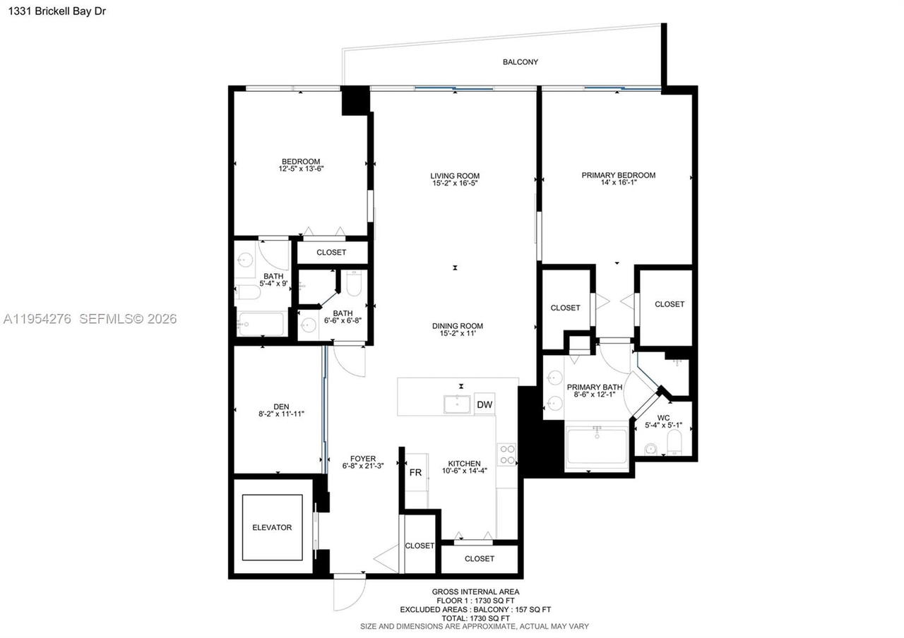 Real estate property located at 1331 Brickell Bay Dr #1703, Miami-dade, Jade Residences At Bricke, Miami, FL
