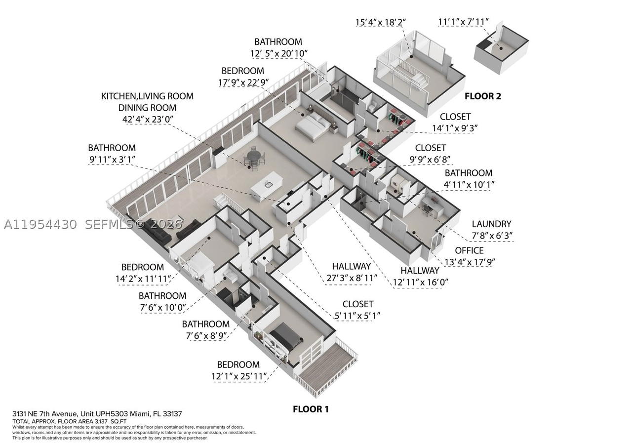 Real estate property located at 3131 7th Ave UPH5303, Miami-dade, One Paraiso Condo, Miami, FL