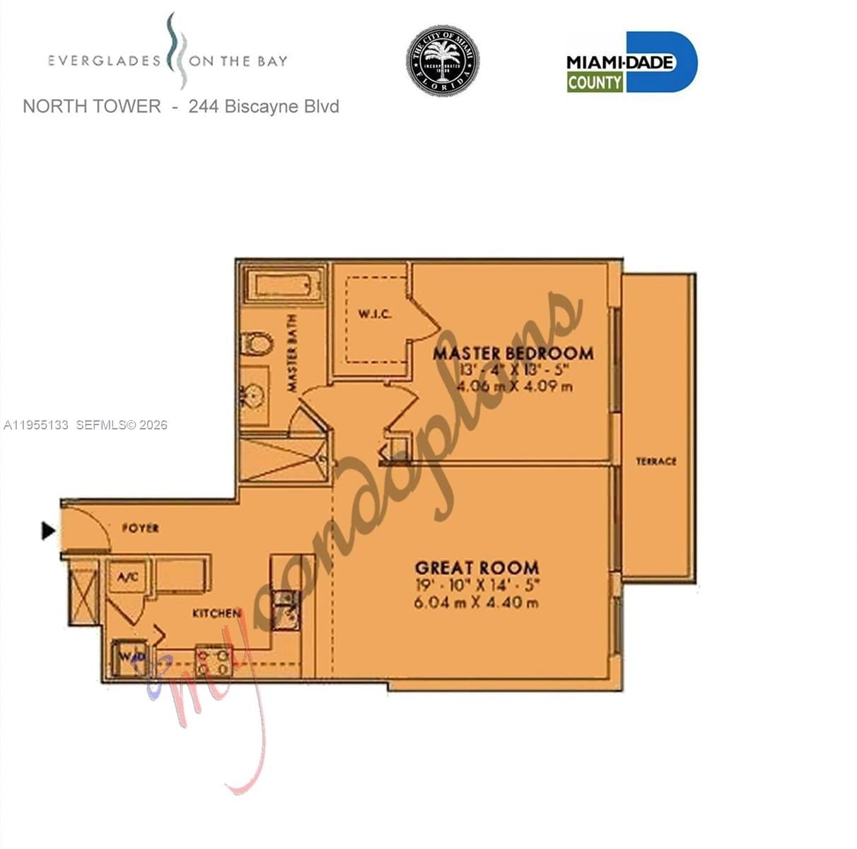 Real estate property located at 244 Biscayne Blvd #3104, Miami-dade, Vizcayne North Condo, Miami, FL
