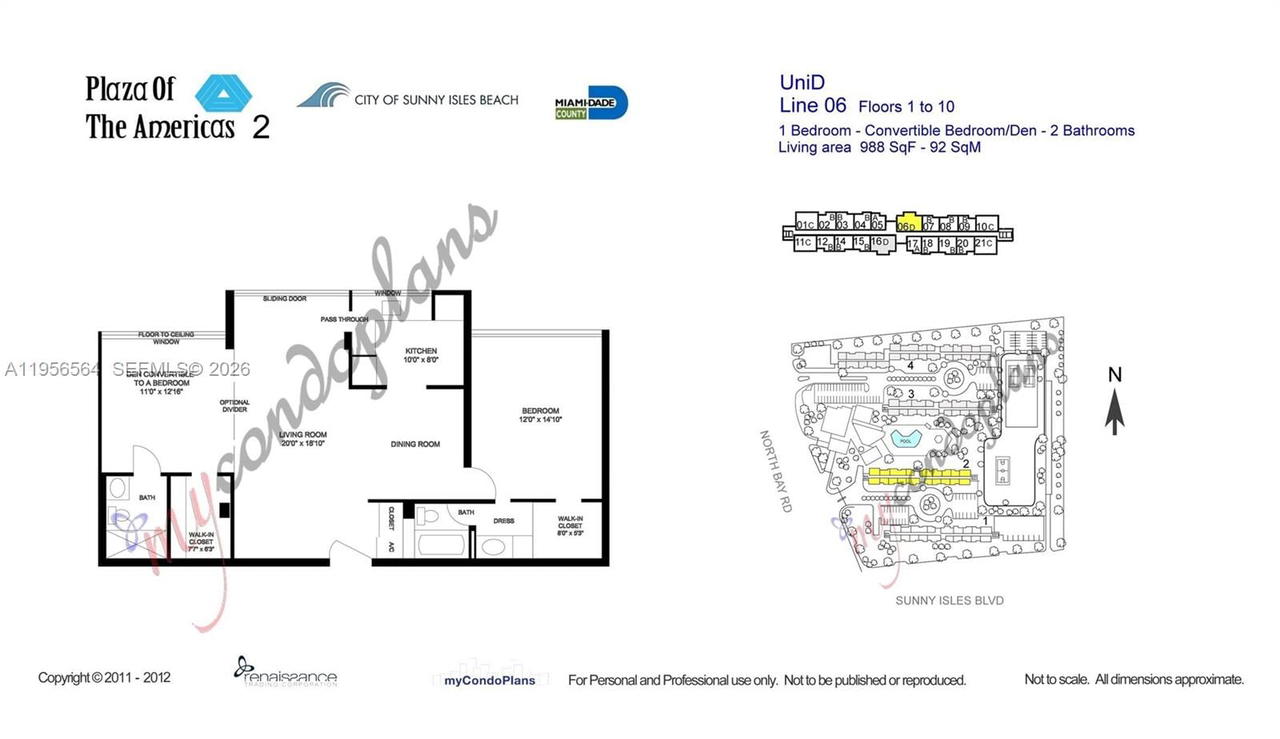 Real estate property located at 16919 Bay Rd #706, Miami-dade, Plaza Of Americas Condo P, Sunny Isles Beach, FL