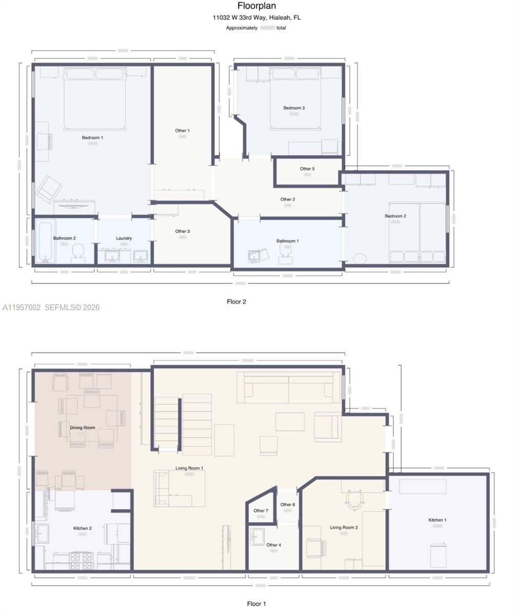 Real estate property located at 11032 33rd Way, Miami-dade, Aquabella North Replat, Hialeah, FL