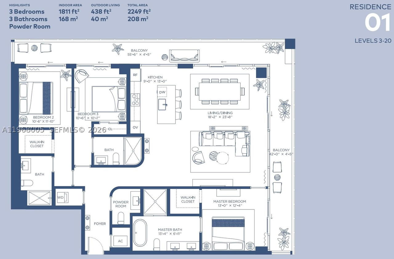 Real estate property located at 2678 Tigertail Ave #1501, Miami-dade, 2678 Tigertail Condo, Miami, FL