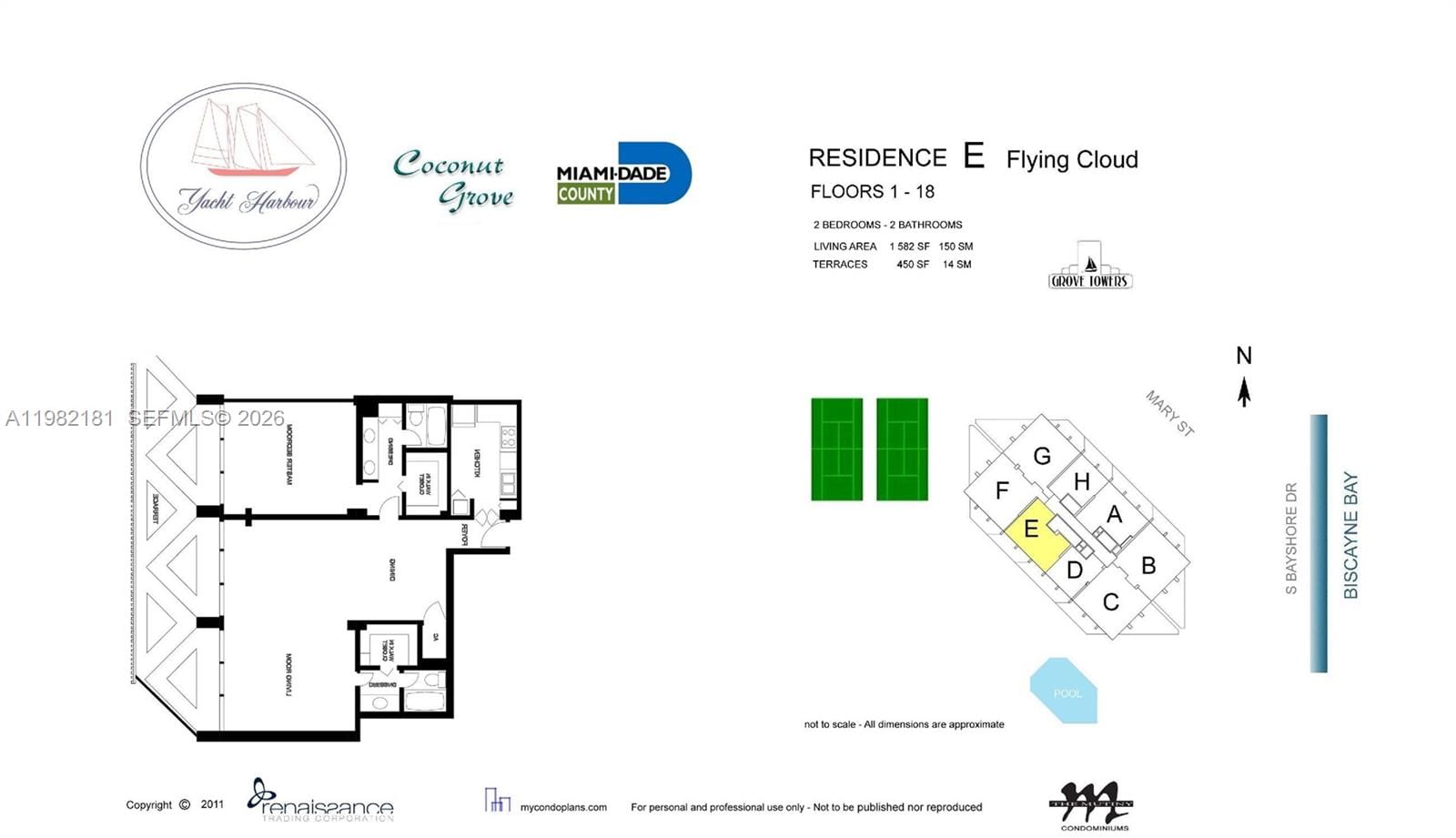 Real estate property located at 2901 Bayshore Dr #8E, Miami-dade, Yacht Harbour Condo, Coconut Grove, FL